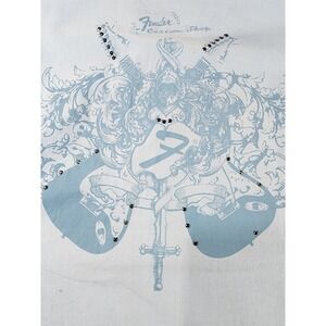 Fender Custom Shop Da Vinci Shirt Large Blue Studded Bowling Guitar Y2K Grunge
